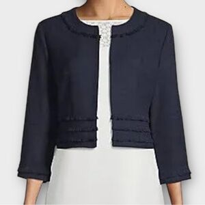 Karl Lagerfeld Women’s Blazer Jacket Cropped Tweed Retro Glam Luxury Designer